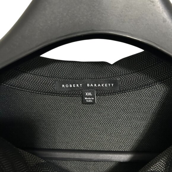 ROBERT BARAKETT Pima Cotton Mesh Knit Full Button Placket Shirt Size XXL Black - Picture 3 of 6